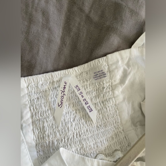 Seraphine Maternity White and Blue Knee-Length Sundress - Picture 2 of 5